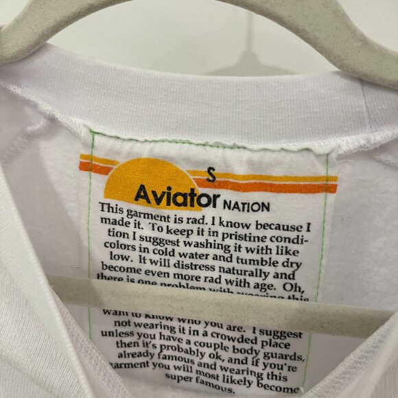 NWOT Aviator Nation Bolt 2 Cropped Sweatshirt White - Picture 3 of 7